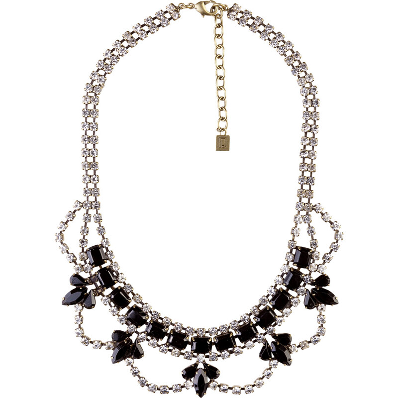 Dannijo Black/Silver Crystal Drop Necklace