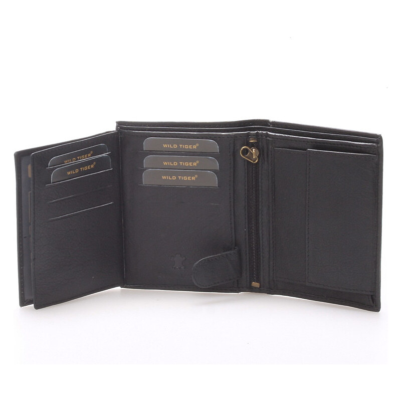 WILD collection Pánská kožená peněženka černá - WILD Bartholomaios černá