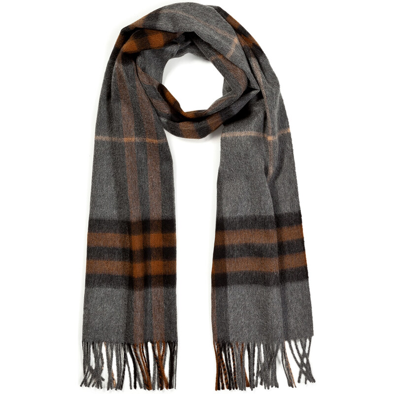 Burberry Shoes & Accessories Cashmere Giant Check Scarf in Nickel Brown Check
