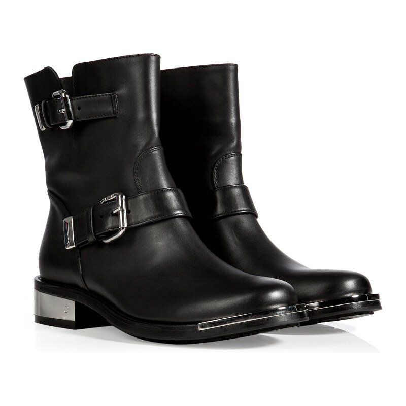 Le Silla Two Buckle Leather Boots in Black