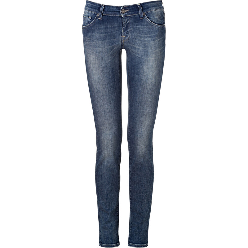 Seven for all Mankind The Olivya Long Beach Wave Blue Low Rise Skinny Jeans