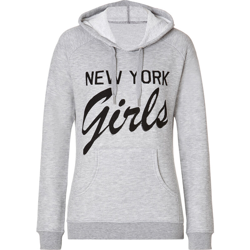 Zoe Karssen Cotton-Blend New York Girls Hoodie in Grey Heather