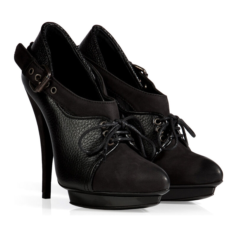 McQ Alexander McQueen Leather Laced Military Ankle Boots in Black