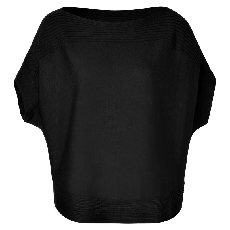 Ralph Lauren Black Label Cashmere-Silk Dolman Sleeve Top in Black