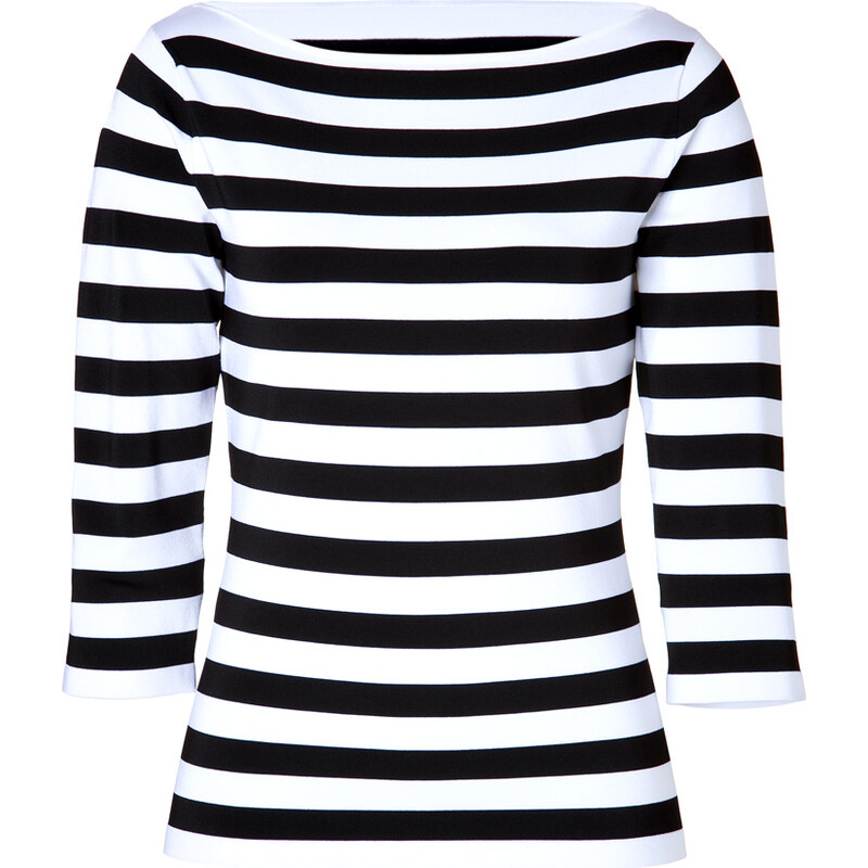 Ralph Lauren Black Label Striped Boatneck Top in Black/White