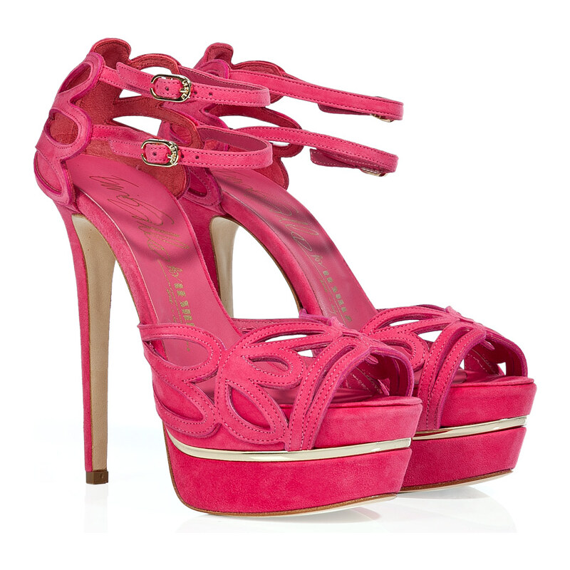 Le Silla Pink Suede Cut-Out Platform Sandals