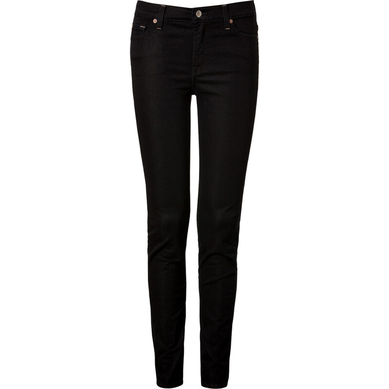 Seven for all Mankind High Waisted Skinny Jeans in Mystic Onyx
