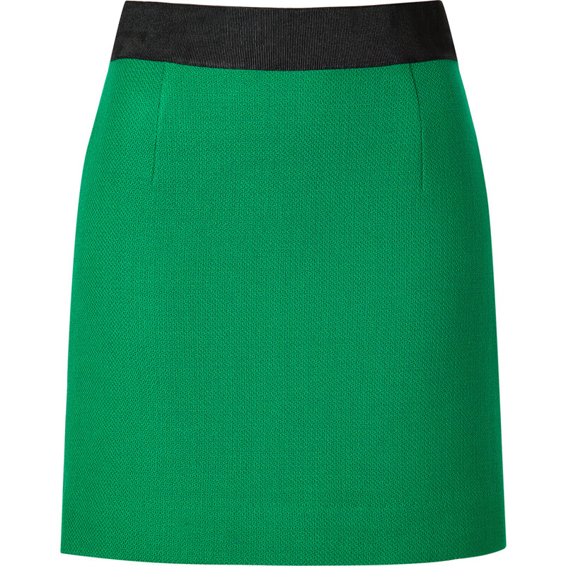 Milly Wool Pencil Mini Skirt in Emerald