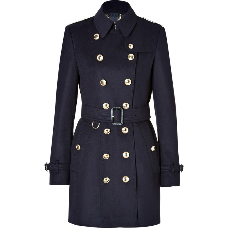 Burberry London Wool-Cashmere Queenscrown Trench Coat in Navy