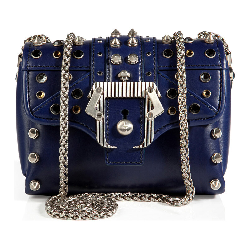 Paula Cademartori Leather Kate Crossbody Bag in Night Blue