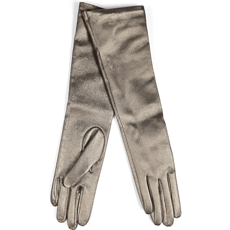 Jil Sander Leather Long Gloves in Gunmetal