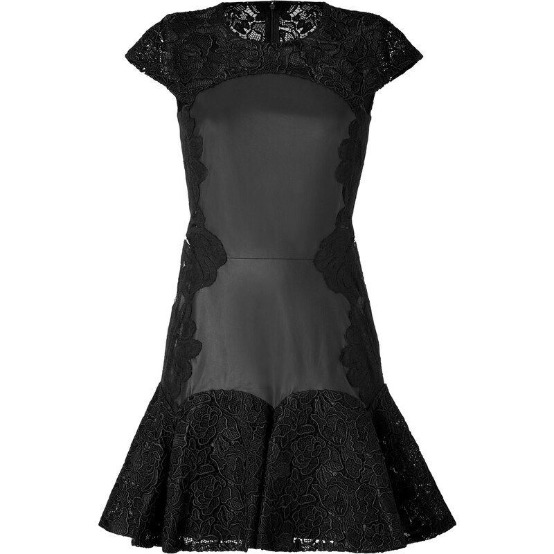 Zuhair Murad Lace/Leather Dress in Black