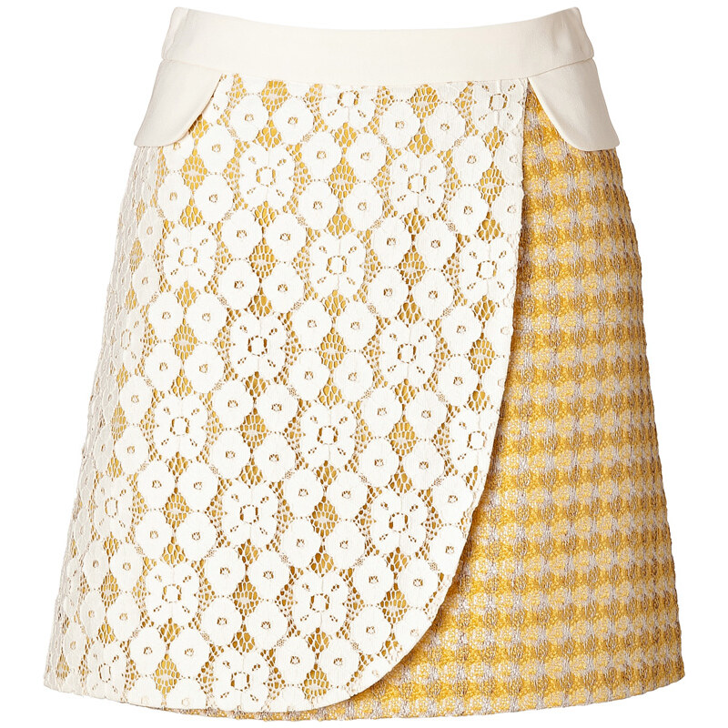 Moschino Cheap and Chic Mixed-Media Skirt in Yellow