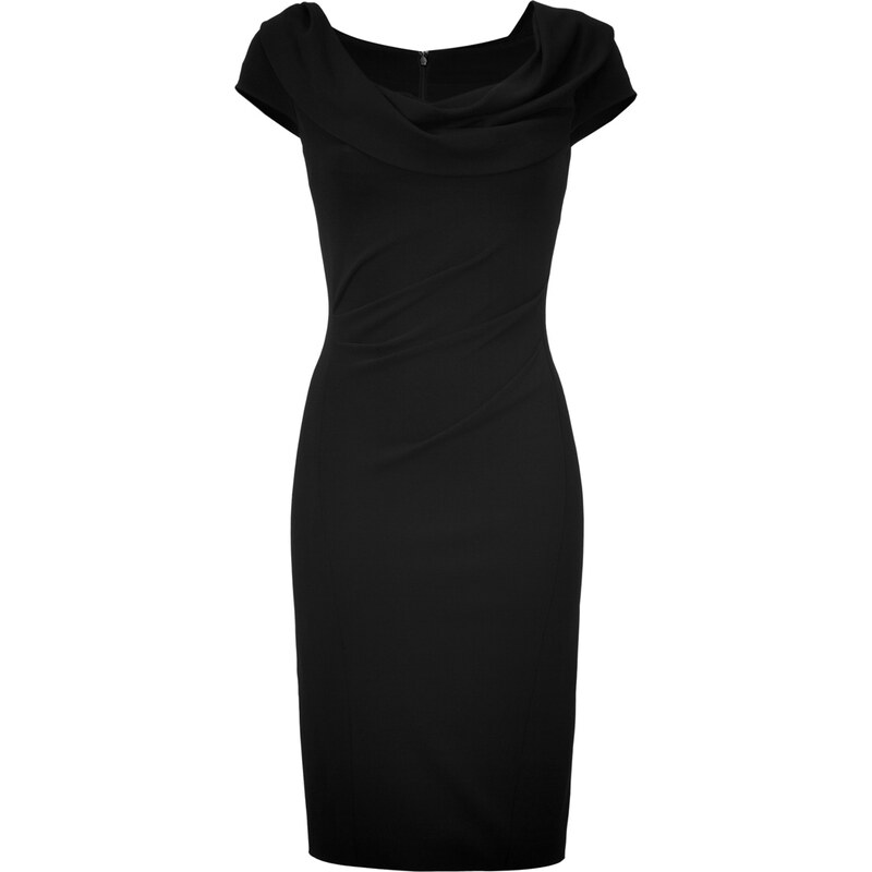Donna Karan Black Draped Cuff Shoulder Dress