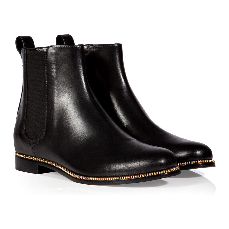 Sergio Rossi Leather Ankle Boots with Zipper Trim in Black