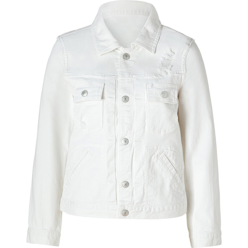 Marc by Marc Jacobs Alexa White Distressed Cotton Jean Jacket