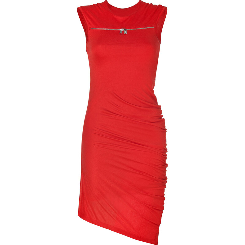 McQ Alexander McQueen Cadmium Red Asymmetrical Jersey Dress