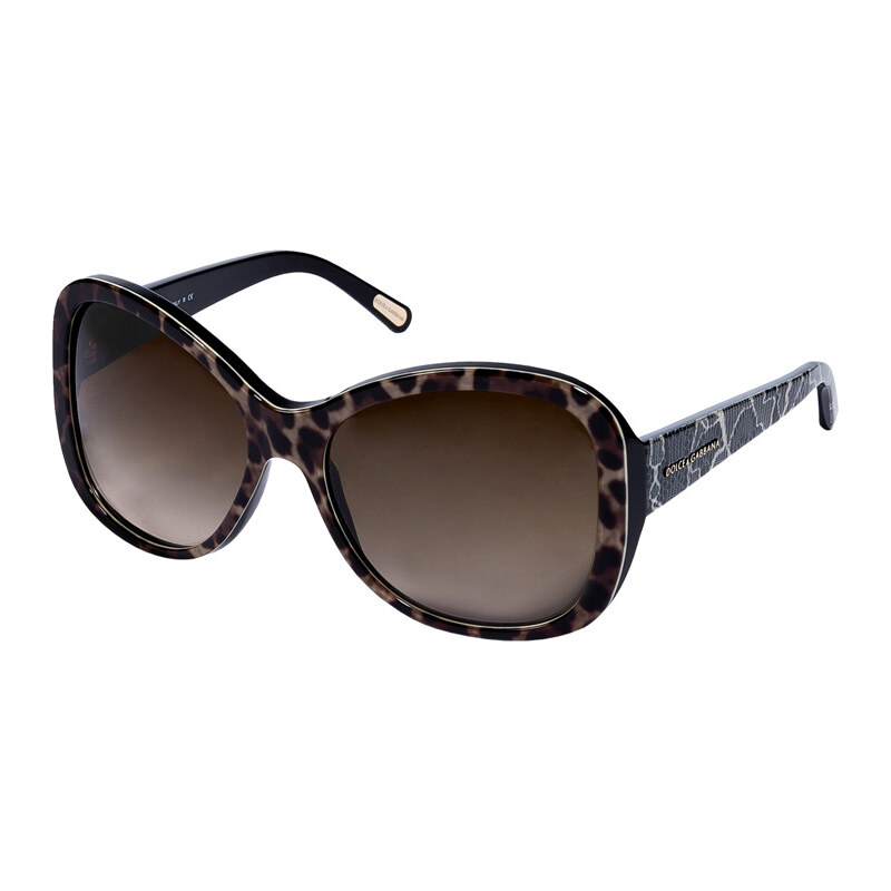 Dolce & Gabbana Tonal Taupe Acetate Leopard/Lace Print Sunglasses