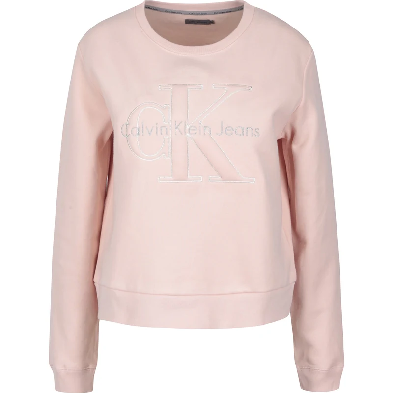 Světle růžová dámská mikina s výšivkou Calvin Klein Jeans Harper - GLAMI.cz