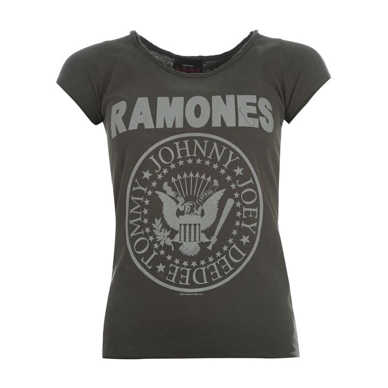 Amplified Clothing Amplified Ramones Logo T Shirt Ladies Charcoal 8 (XS)