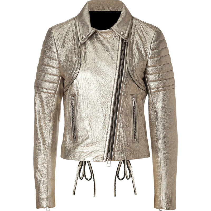 Faith Connexion Leather Perfecto Jacket in Gold