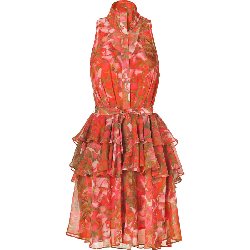 McQ by Alexander McQueen Hot Pink-Multi Printed Silk Georgette Dress