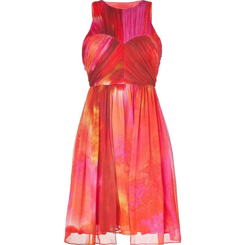 Matthew Williamson Pink-Multi Pleated Silk Chiffon Dress