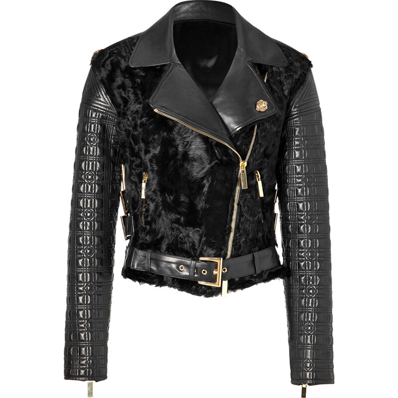 Fausto Puglisi Fur/Quilted Leather Xiangao Jacket in Black