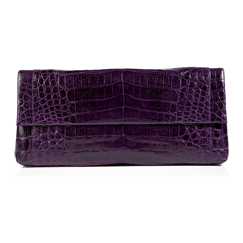 Nancy Gonzalez Crocodile Fold-Over Clutch in Purple