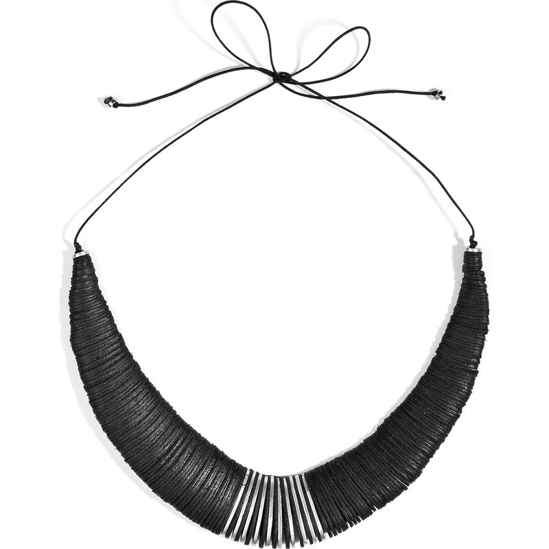 Donna Karan New York Leather/Metal Necklace in Black