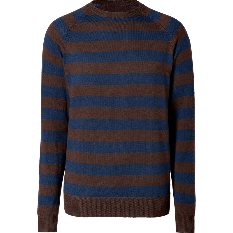 Marc by Marc Jacobs Wool Stripe Pullover in Darkest Brown Multi