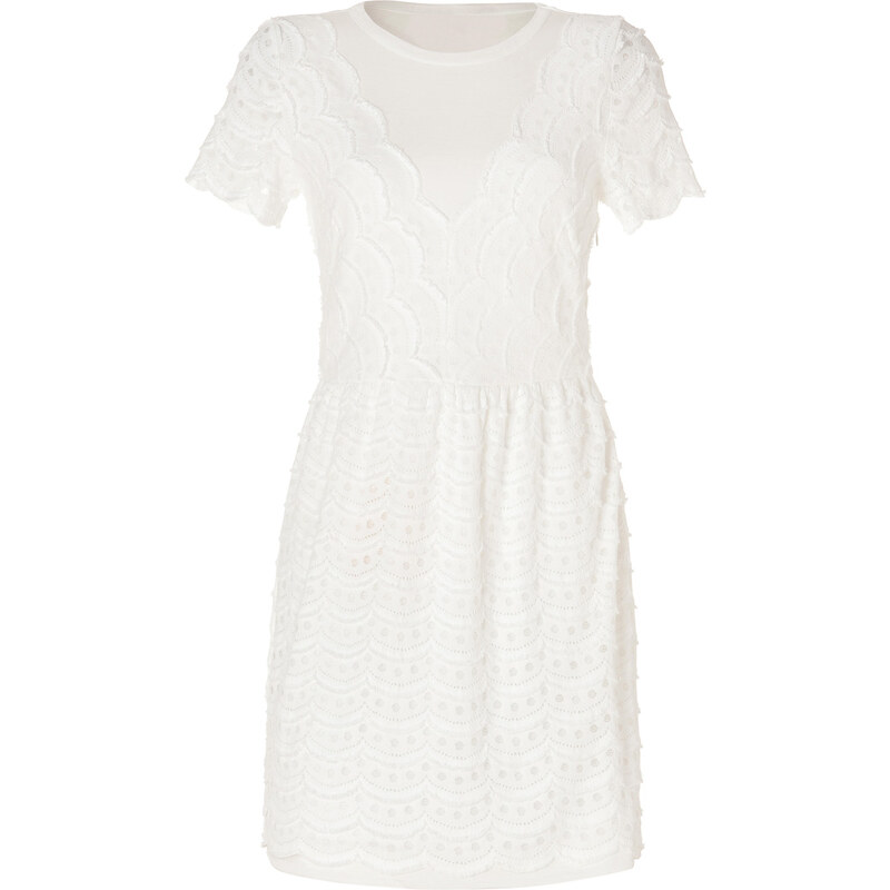 Marc by Marc Jacobs Cotton Scallop Tier Lace Dress in Marshmallow