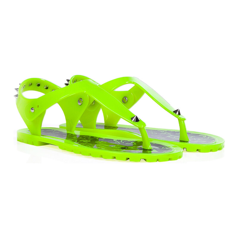 Marc by Marc Jacobs Neon Green Studded Rubber Thongs