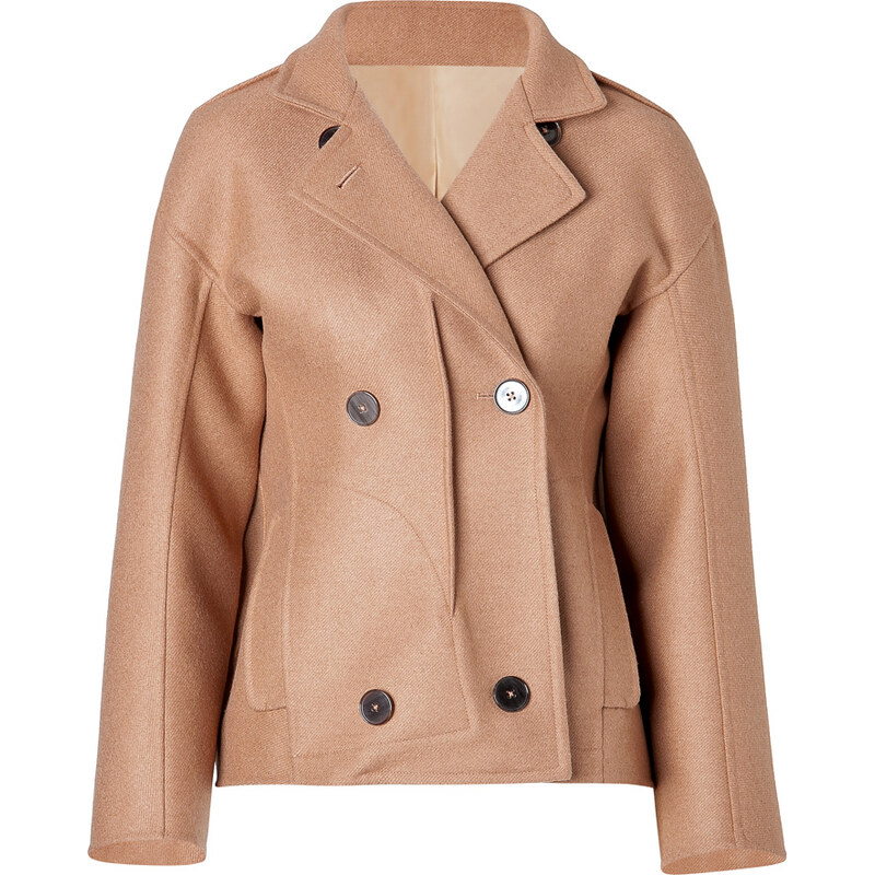 Jil Sander Wool Popper Jacket in Camel