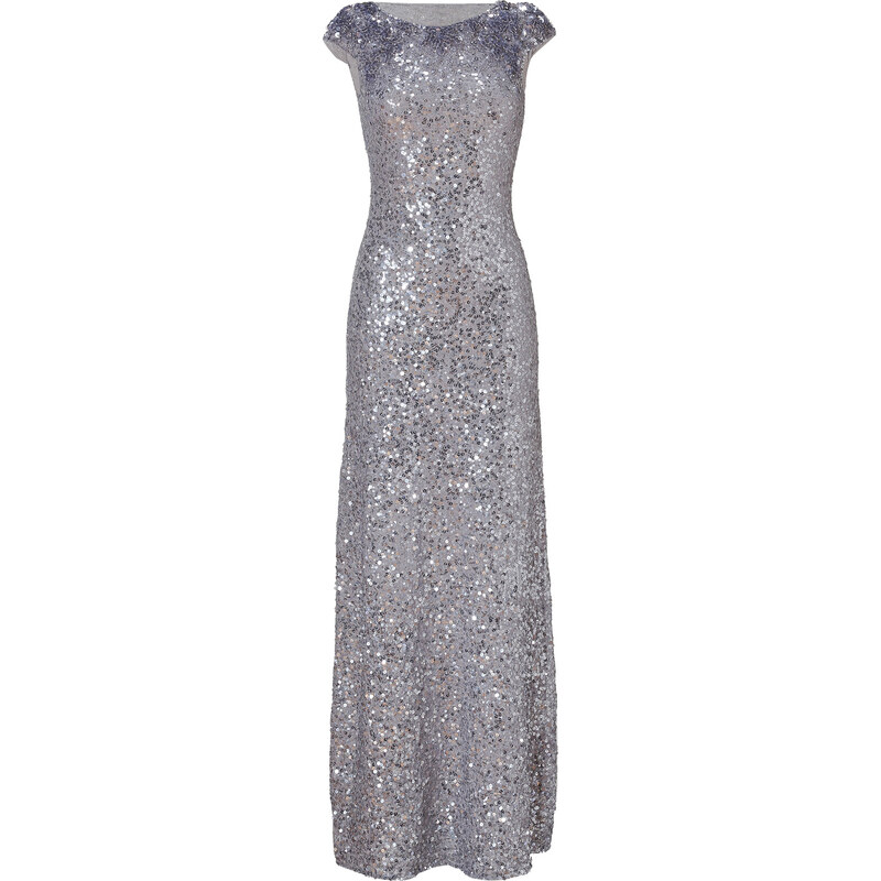Jenny Packham Light Slate Allover Sequined Gown