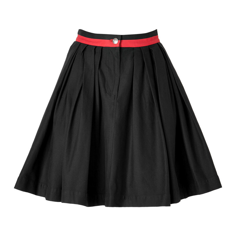 Preen Line Stretch Cotton Primrose Pleat Skirt in Black
