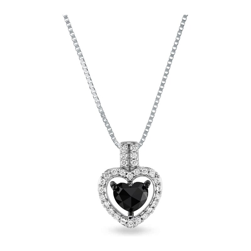Diamantový náhrdelník se srdcem v bílém zlatě KLENOTA je544