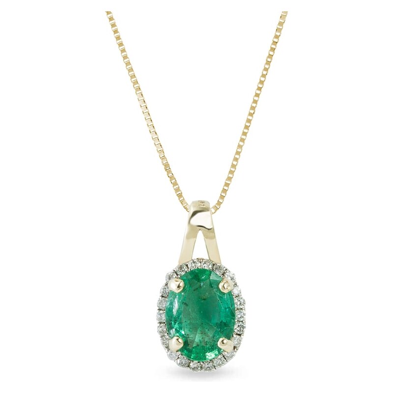Zlatý náhrdelník se smaragdem a diamanty KLENOTA je3017
