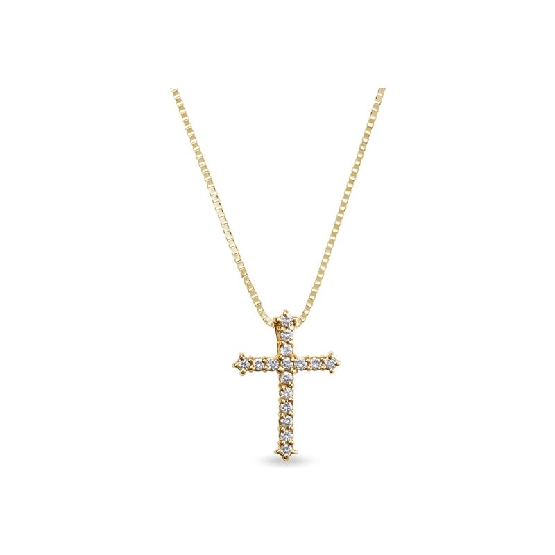 Zlatý diamantový kříž KLENOTA je3086