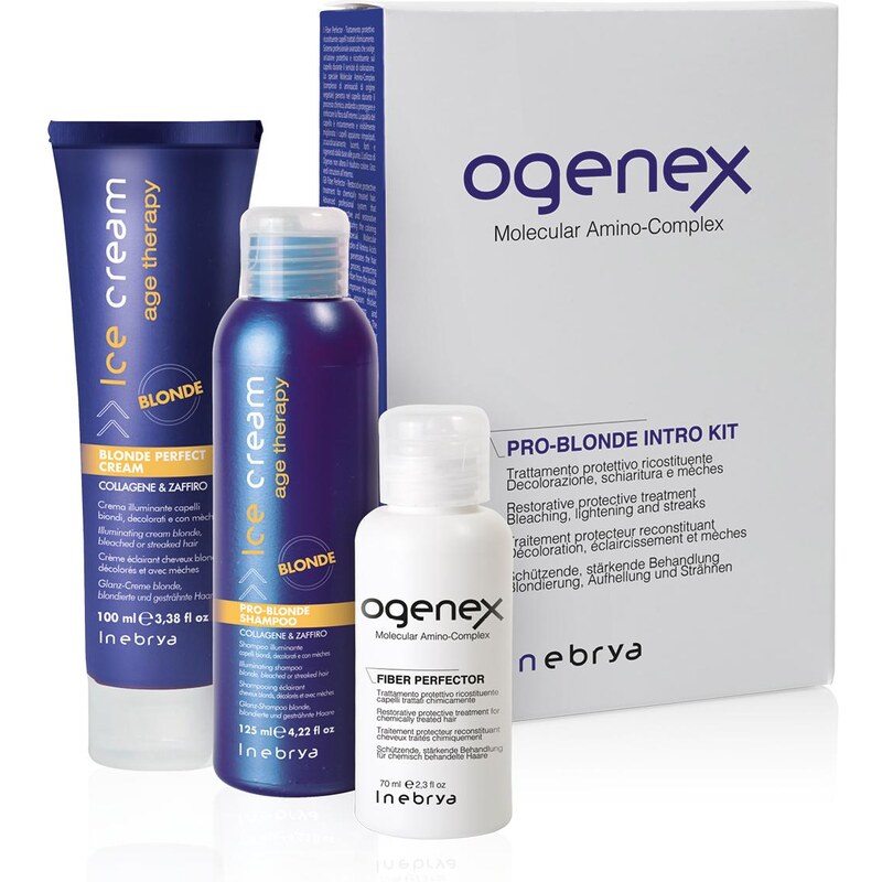INEBRYA Ogenex Pro-Blonde Intro Kit (Ogenex 70 ml+Pro-Blonde Sh. 125 ml+Pro-Blonde Cream 100 ml)
