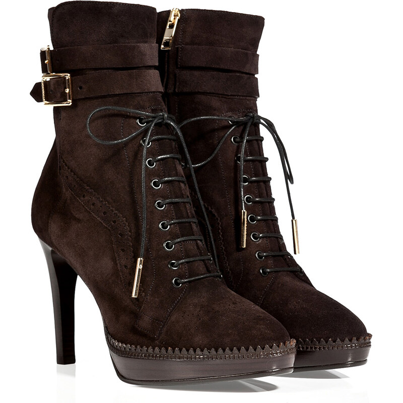Burberry London Suede Manners Ankle Boots in Chocolate