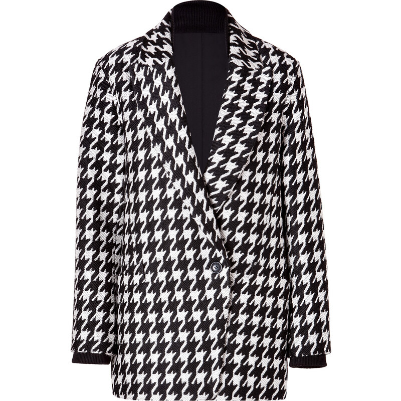 Theory Wool Blend Danvey Brookline Coat in Black/White