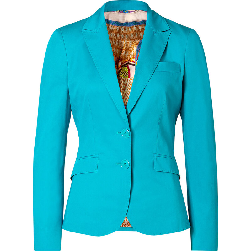 Etro Turquoise Cotton Stretch Blazer