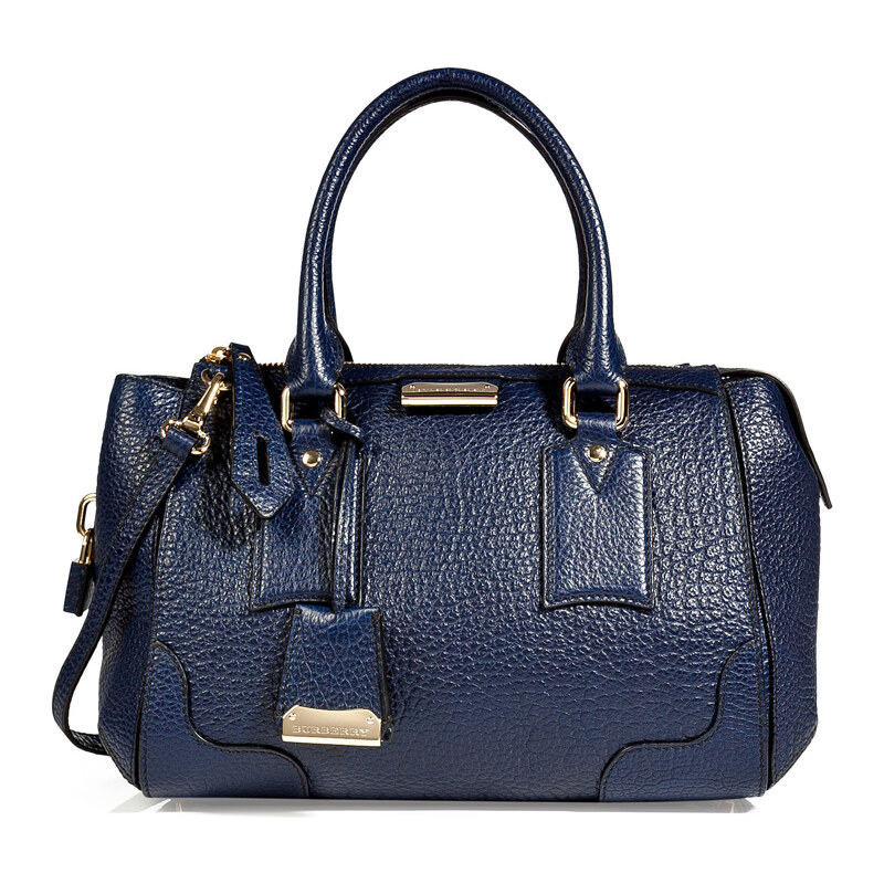 Burberry London Leather Gladstone Tote in Navy Blue
