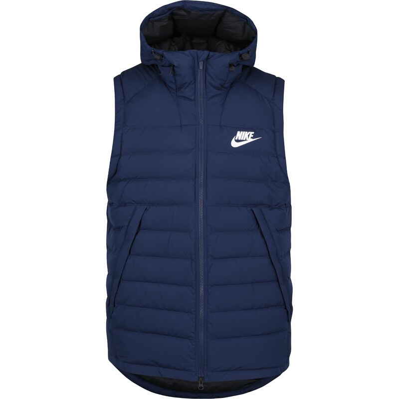 Modrá pánská prošívaná péřová vesta s kapucí Nike Sportswear Down - GLAMI.cz