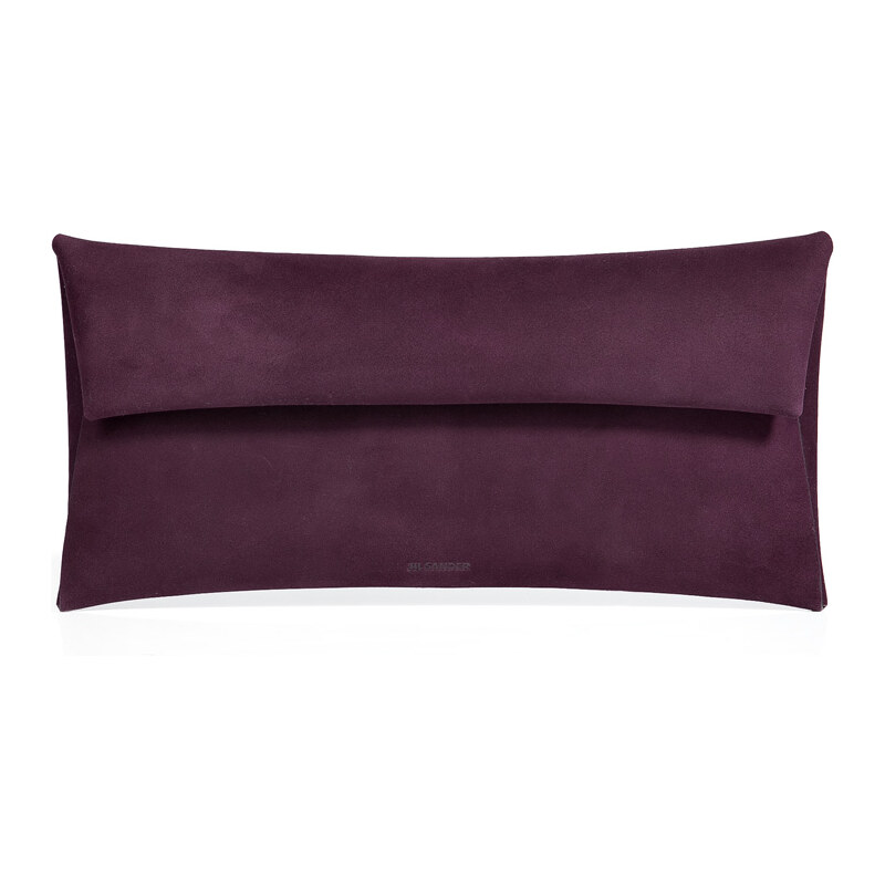 Jil Sander Leather Envelope Clutch in Violet