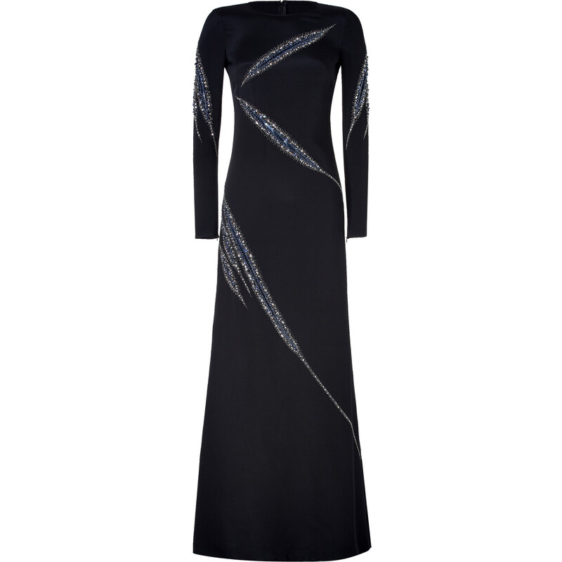 Emilio Pucci Black Silk Crystal Embellished Evening Gown