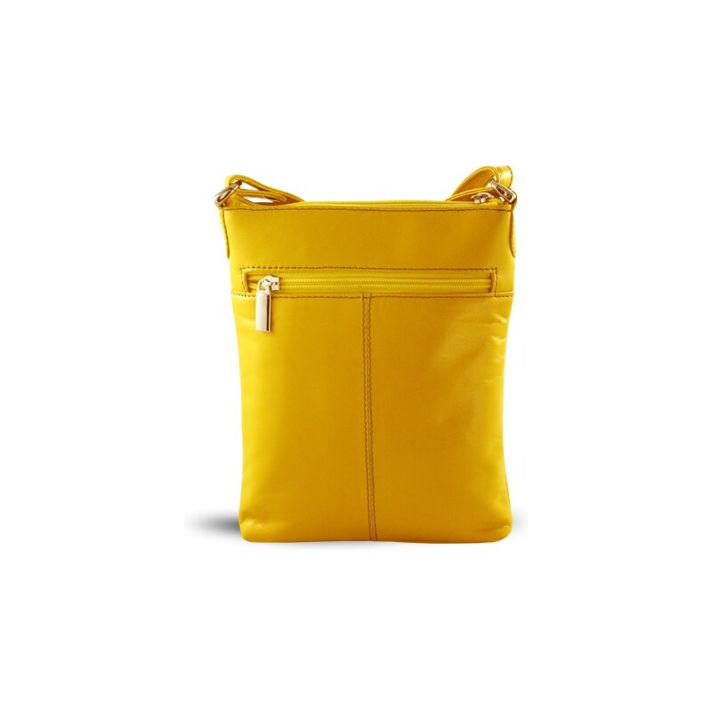 Žlutá dámská kožená zipová crossbody kabelka Jenny