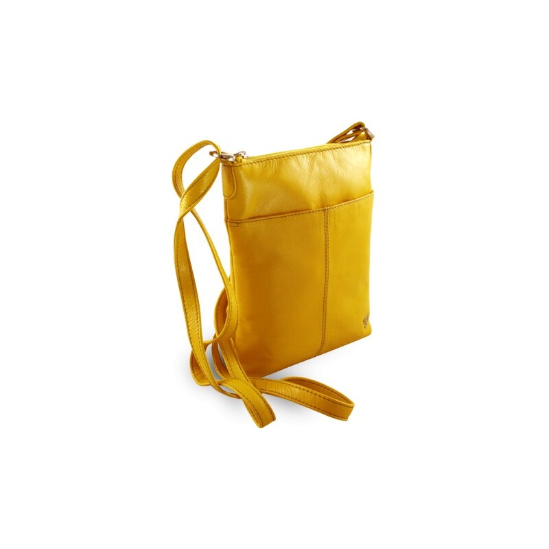 Žlutá dámská kožená zipová crossbody kabelka Jenny
