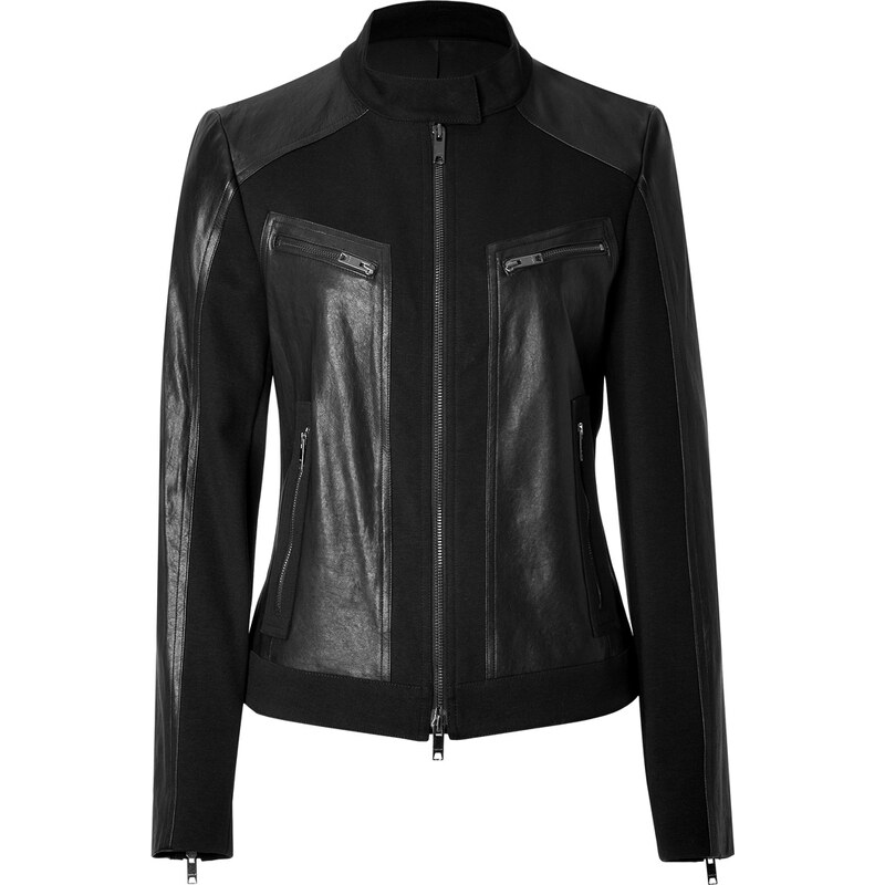 DKNY Cotton/Leather Jacket in Black